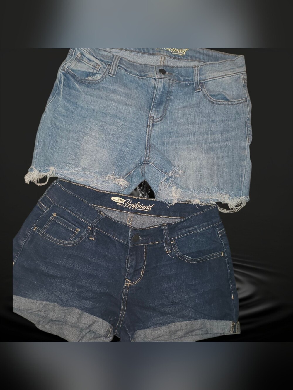 2 Old Navy Boyfriend Shorts Set in Light Blue and Dark Blue Denim